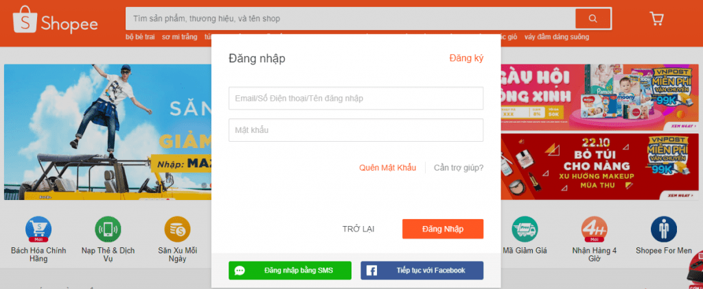 Hướng dẫn các bước mua trả góp Shopee Đăng nhập tài khoản để mua hàng trả góp trên Shopee
