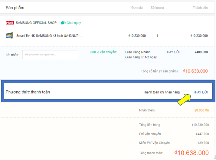 Hướng dẫn mua trả góp Shopee Chọn hình thức thanh toán khi mua trả góp Shopee