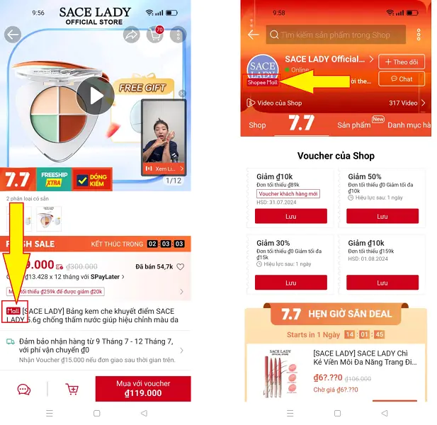 Mua mỹ phẩm trên Shopee mall 1