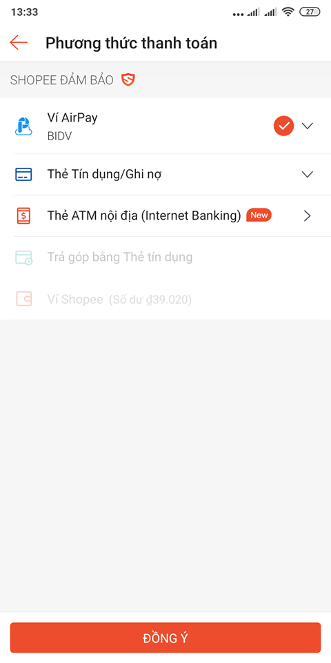Chọn phương thức thanh toán Chọn phương thức thanh toán khi mua mã phiếu quà tặng trên shopee