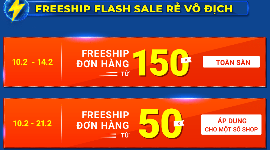 Shopee miễn phí vận chuyển Flash Sale Rẻ Vô địch