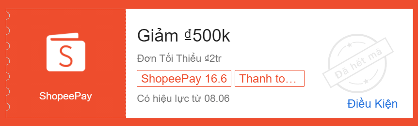 Voucher 500K cho khách hàng mới thành toán bằng ví ShopeePay