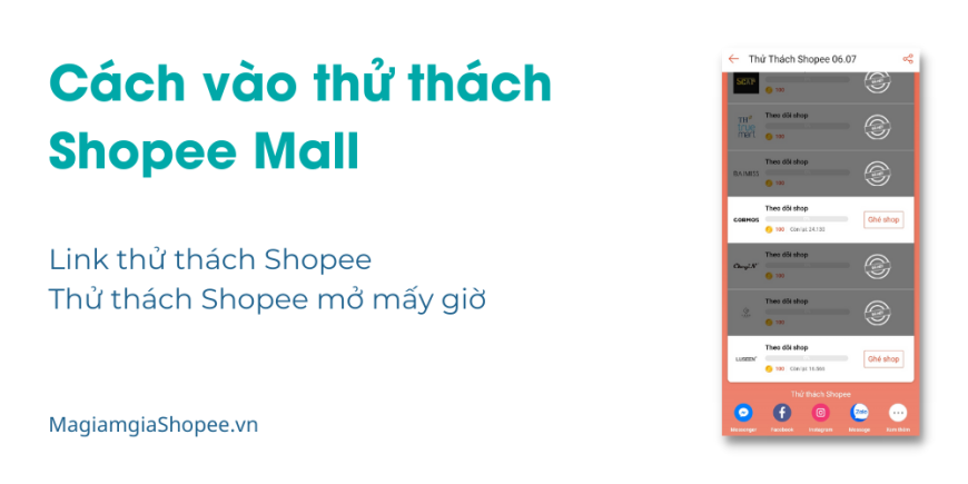 Cách nhập thách thức Shopee Mall