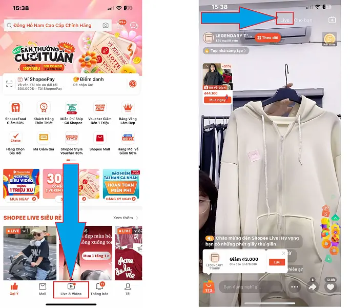 Mua hàng trên Shopee Livetream 2
