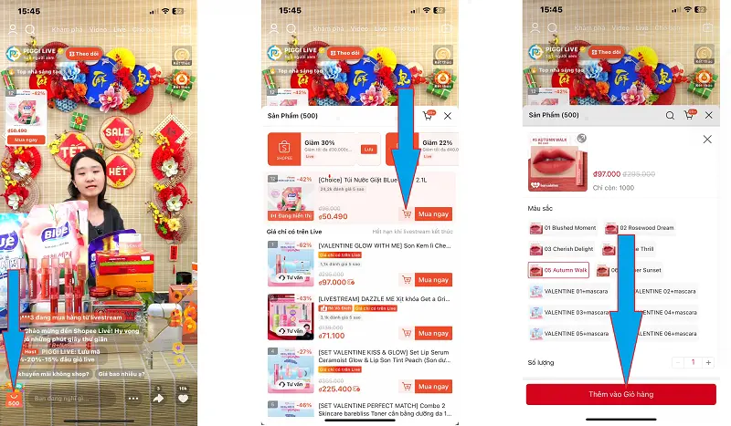 Mua hàng trên Shopee Livetream 3