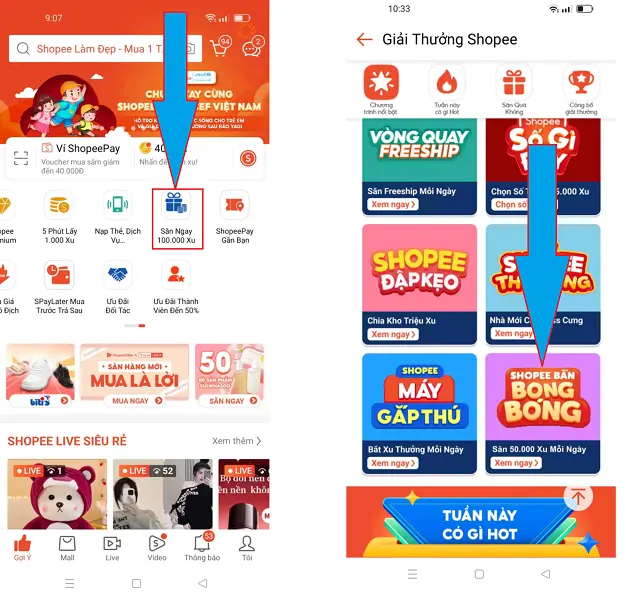 Shopee bắn bong bóng