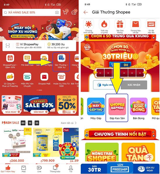 cách vào game Shopee đập kẹo