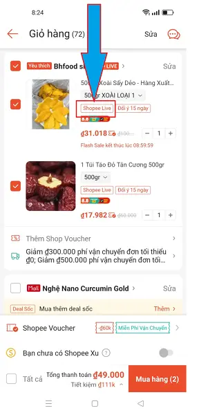 Gắn tag ShopeeLive