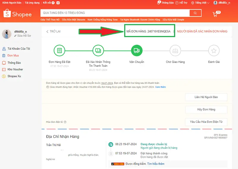 ID đơn hàng Shopee 3