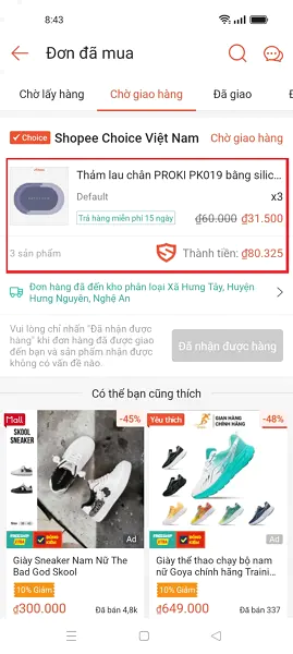 Kiểm tra đơn vị vận chuyển shopee 1