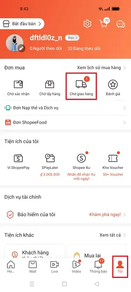 Kiểm tra đơn vị vận chuyển shopee