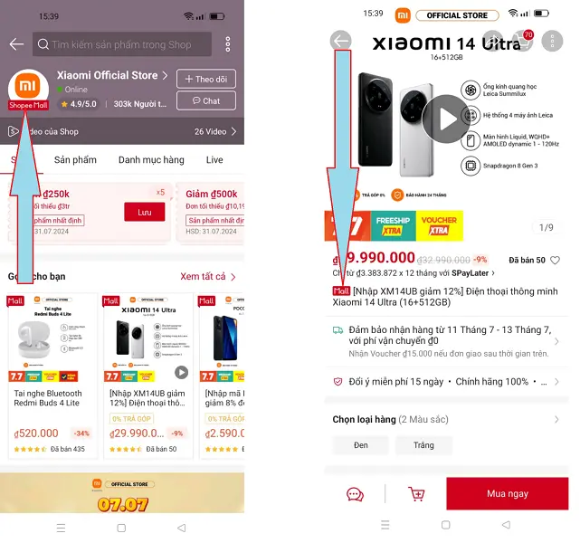 Xiaomi trên Shopee