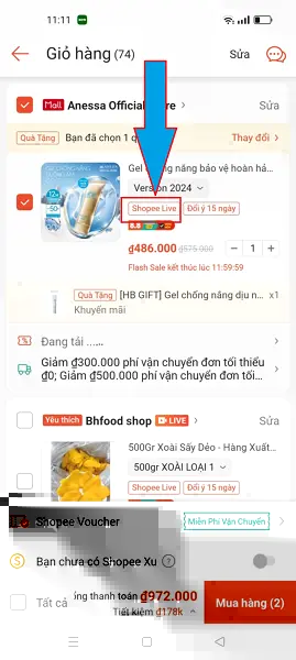 gắn tag Shopee Live 7