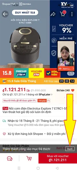 Thích sản phẩm trên shopee 2