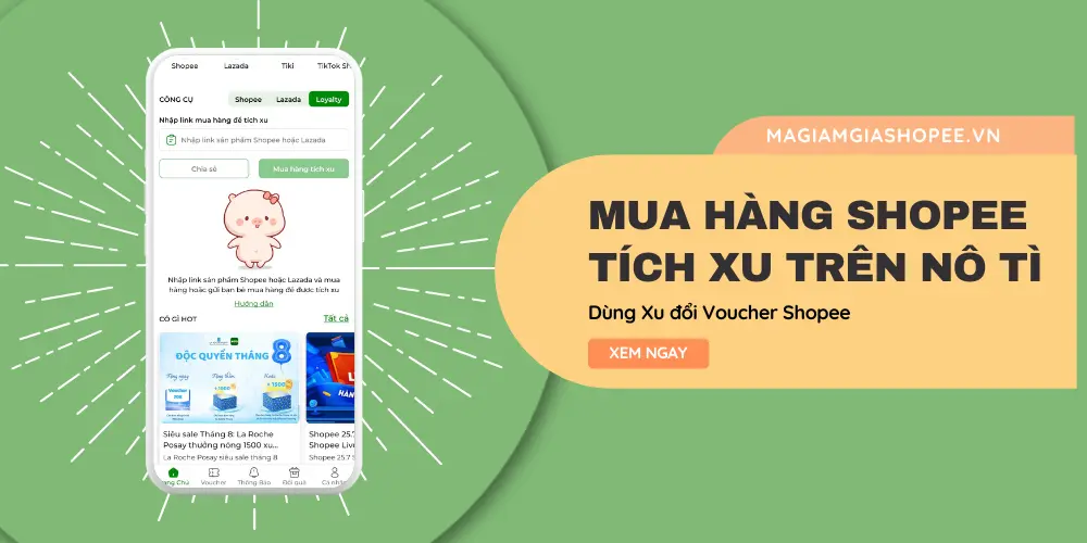 mua hàng shopee tích xu trên nô tì