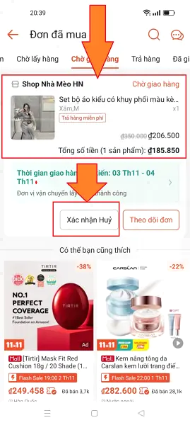 Hủy đơn hàng Shopee 3