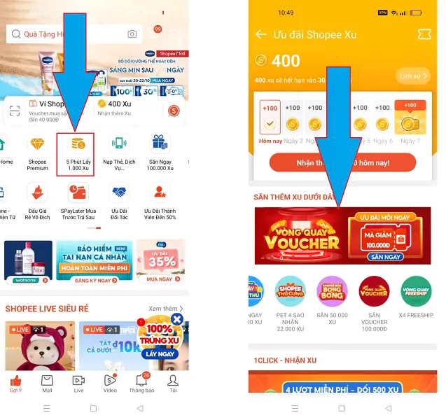 Shopee vòng quay Voucher