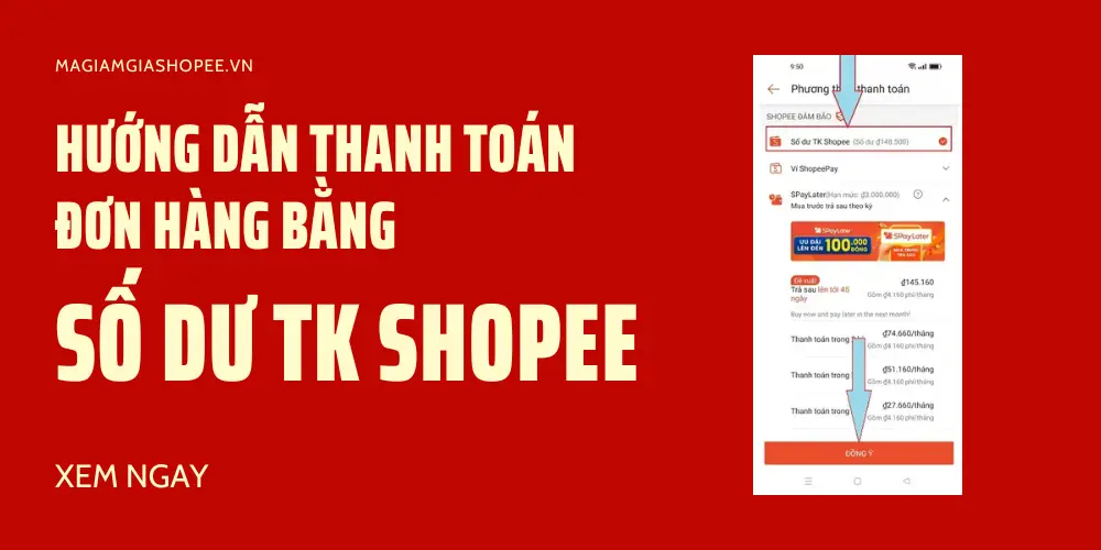 thanh toán đơn hàng bằng số dư tài khoản shopee