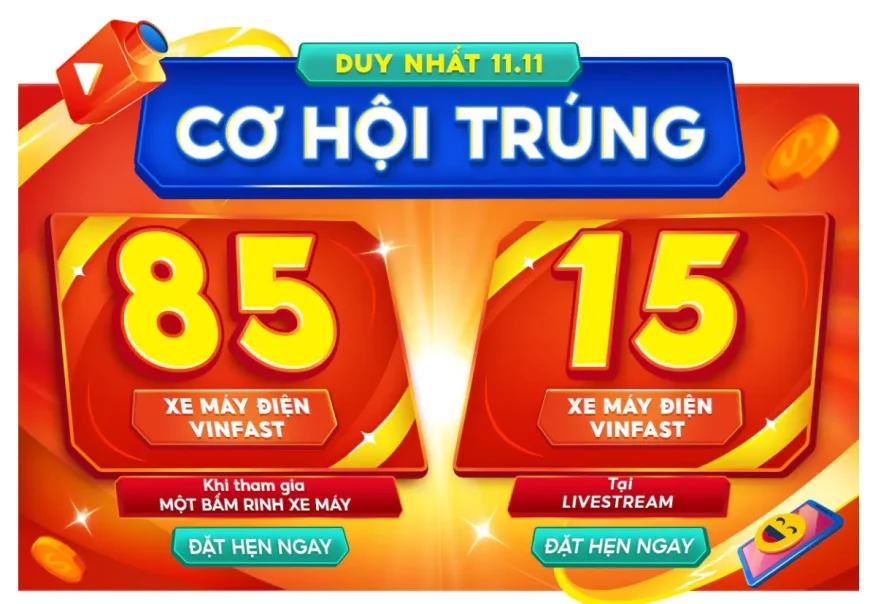 trúng xe máy điện vinfast shopee 11.11