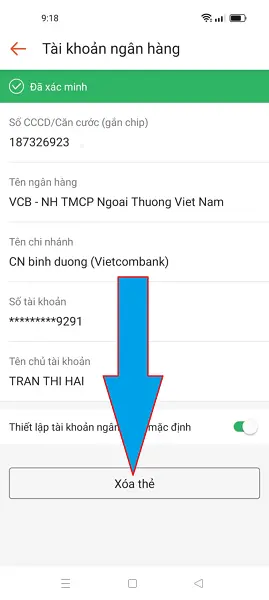 Hủy liê kết tài khoản ngân hàng với shopee 2