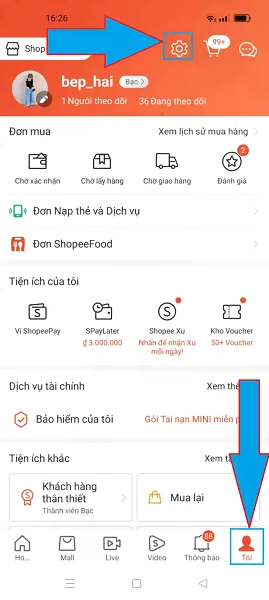 Hủy liê kết tài khoản ngân hàng với shopee