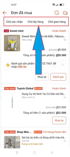 Kiểm tra lịch sử mua hàng Shopee 2