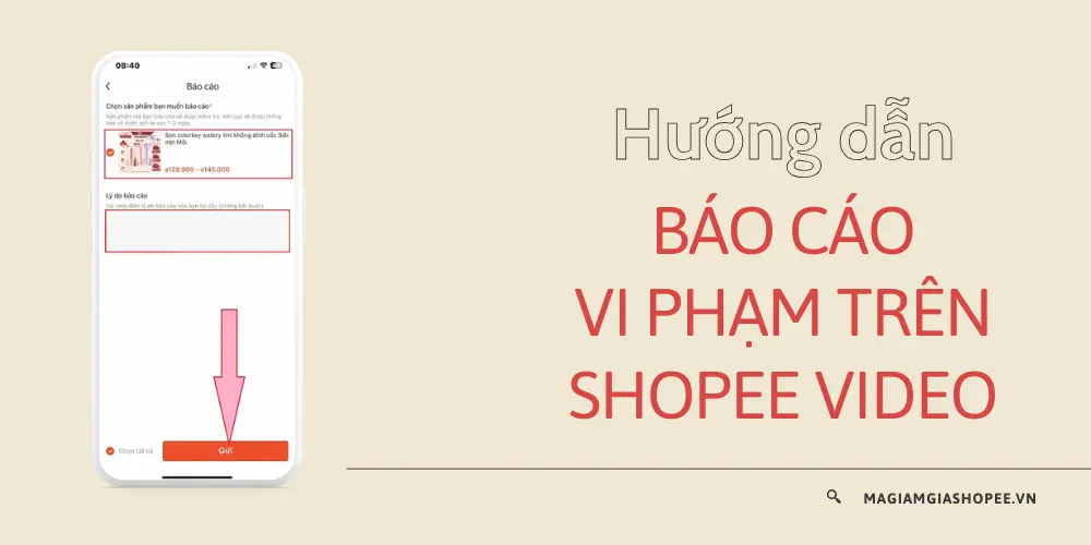 báo cáo vi phạm trên shopee video